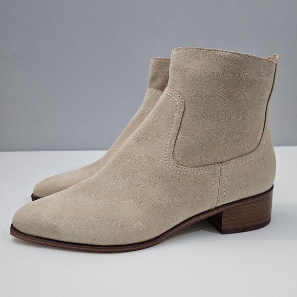 Cole Haan Naia Ankle Bootie Womens 9 Light Beige Suede Western Cowgirl NEW - Picture 14 of 14